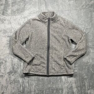 Faded Glory Women's Gray White Striped Fleece Jacket Plush‎ Cozy Size XS